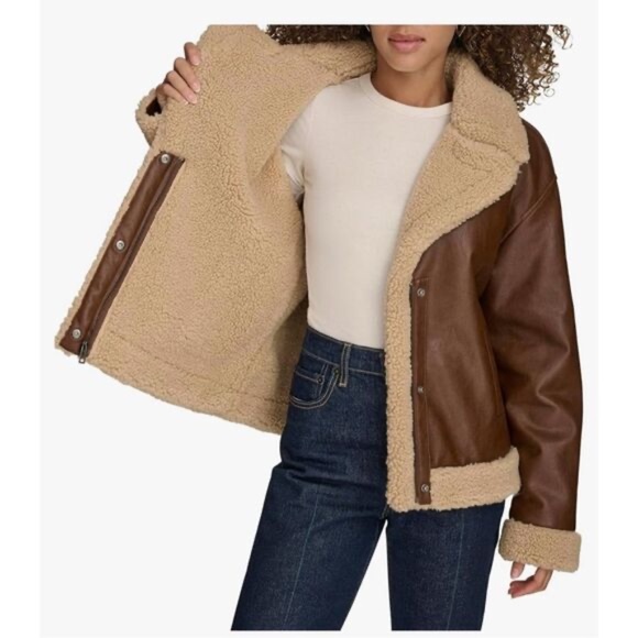 Levi's Brown Shearling Trucker Moto Jacket - Picture 5 of 6
